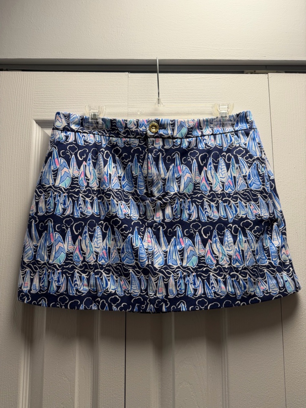 Lilly Pulitzer Navy Sailboat Print Skort with Pastel Accents - Colette